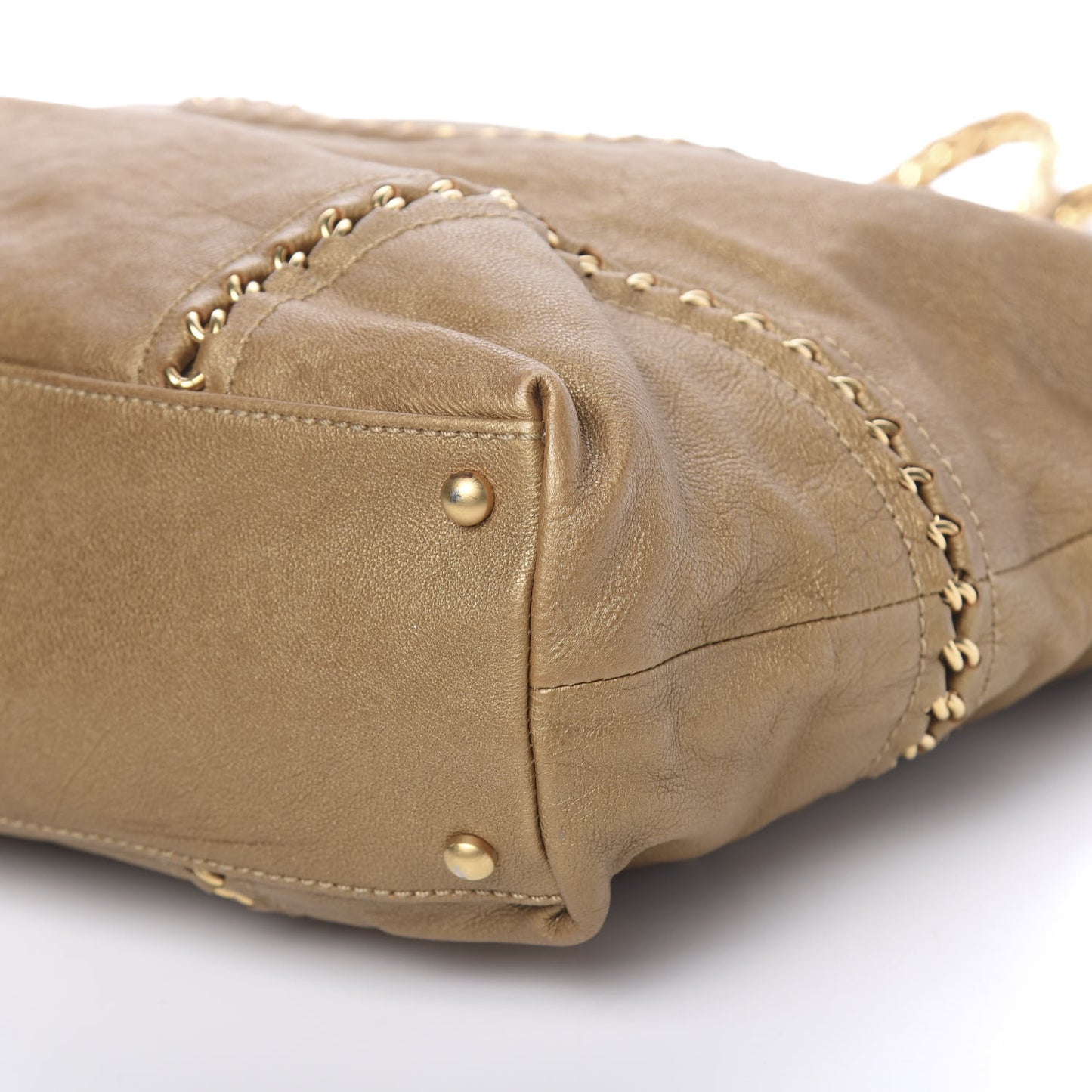 Metallic Goatskin Luxe Ligne Tote Gold