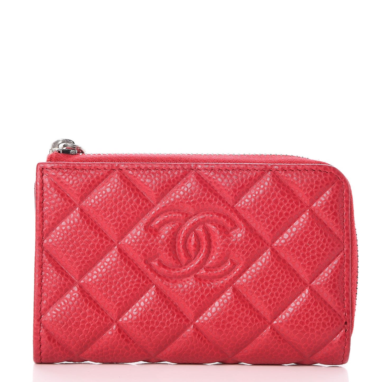 Caviar Quilted Diamond CC Key Holder Case Dark Pink