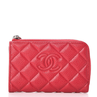 Chanel Caviar Quilted Diamond CC Key Holder Case Dark Pink 1 of 10