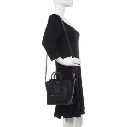 Celine Drummed Calfskin Nano Luggage Black 2 of 9