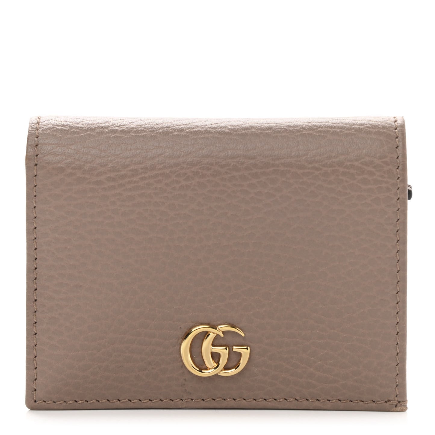 Pebbled Calfskin GG Marmont Card Case Porcelain Rose