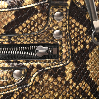 Balenciaga Grained Calfskin Snake Effect Neo Classic Silver Hardware Mini City Gold Black 10 of 10