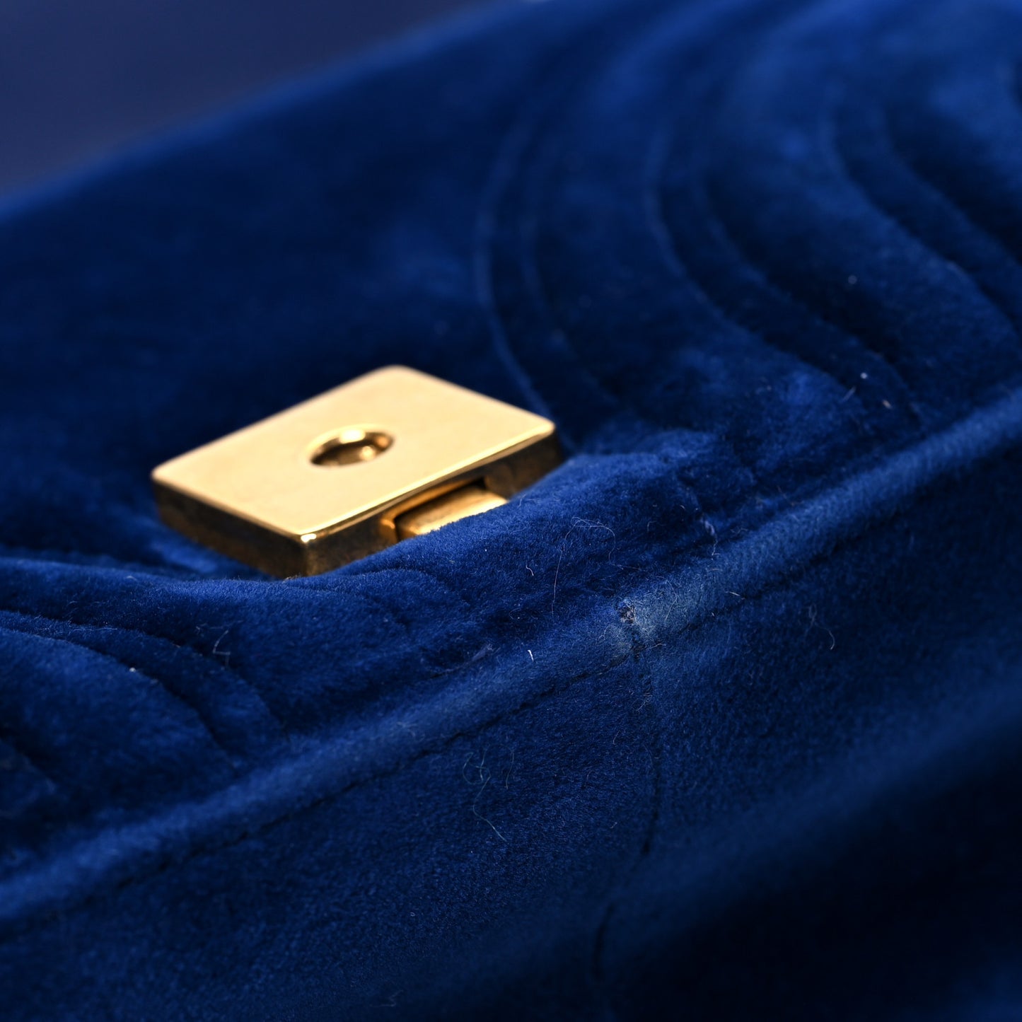 Velvet Matelasse Small GG Marmont Shoulder Bag Cobalt Blue