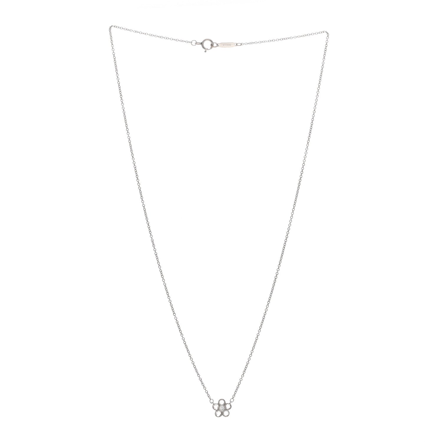 Tiffany Platinum Diamond Small Enchant Flower Pendant Necklace 3 of 6