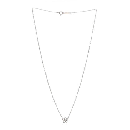 Tiffany Platinum Diamond Small Enchant Flower Pendant Necklace 3 of 6