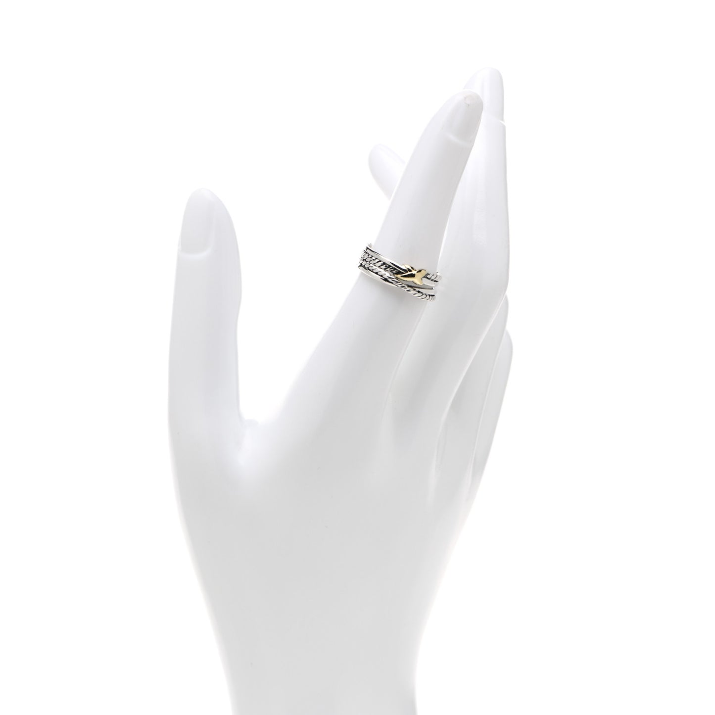 Sterling Silver 18K Yellow Gold 6mm X Crossover Ring 52 6