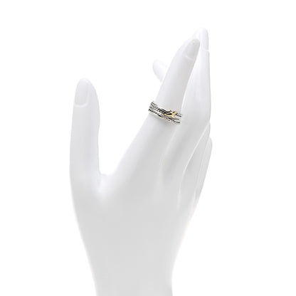 David Yurman Sterling Silver 18K Yellow Gold 6mm X Crossover Ring 52 6 2 of 5
