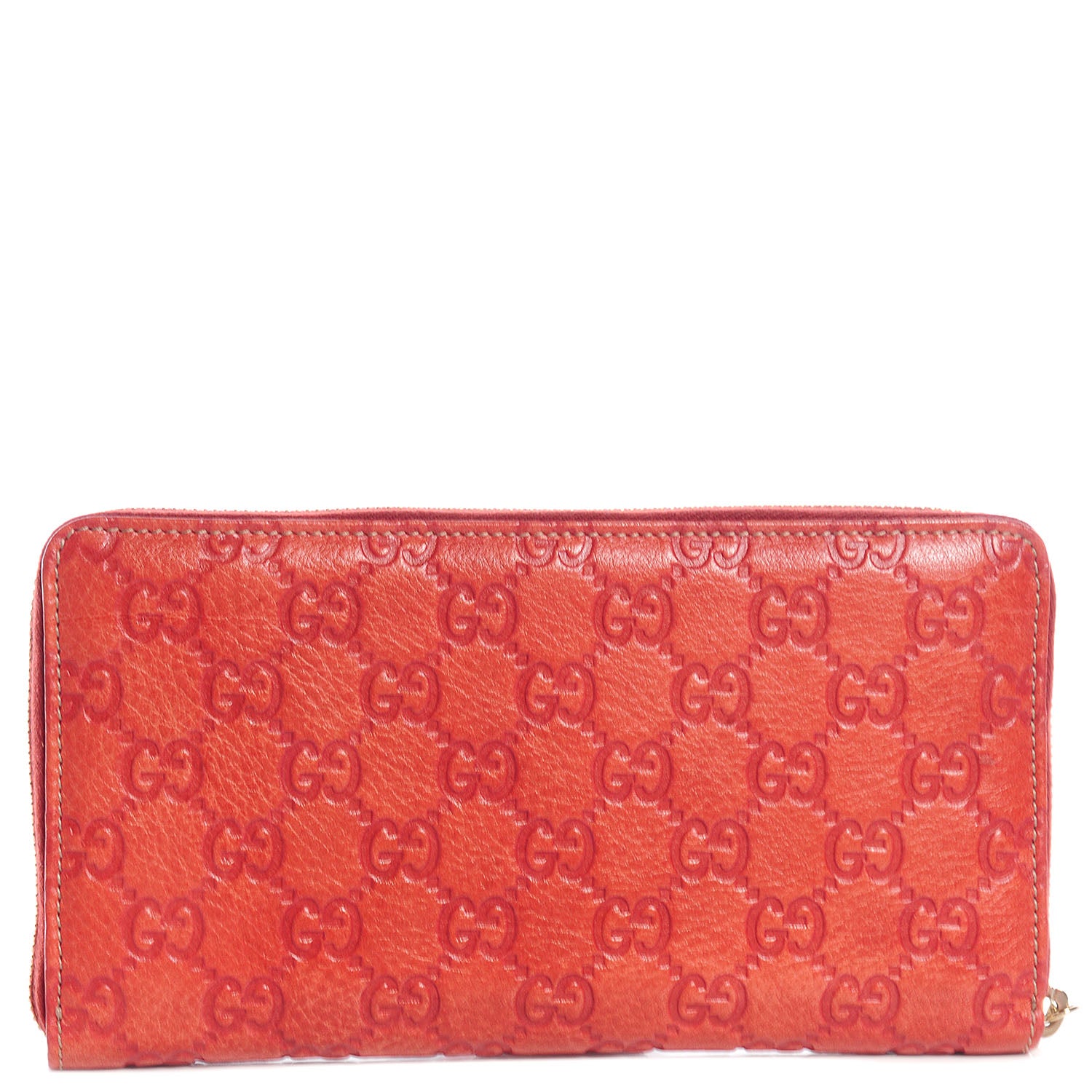 Gucci Guccissima Zip Around Wallet Dark Orange 1 of 9