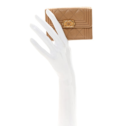 Chanel Caviar Quilted Small Boy Flap Wallet Beige 2 of 8