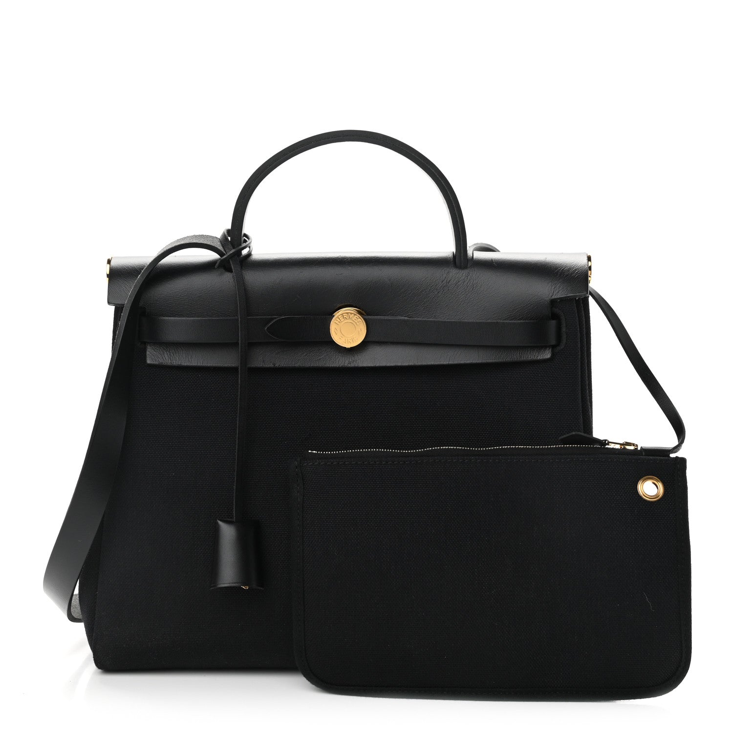 Hermes Military Toile Vache Hunter Herbag Zip PM 31 Black 1 of 12