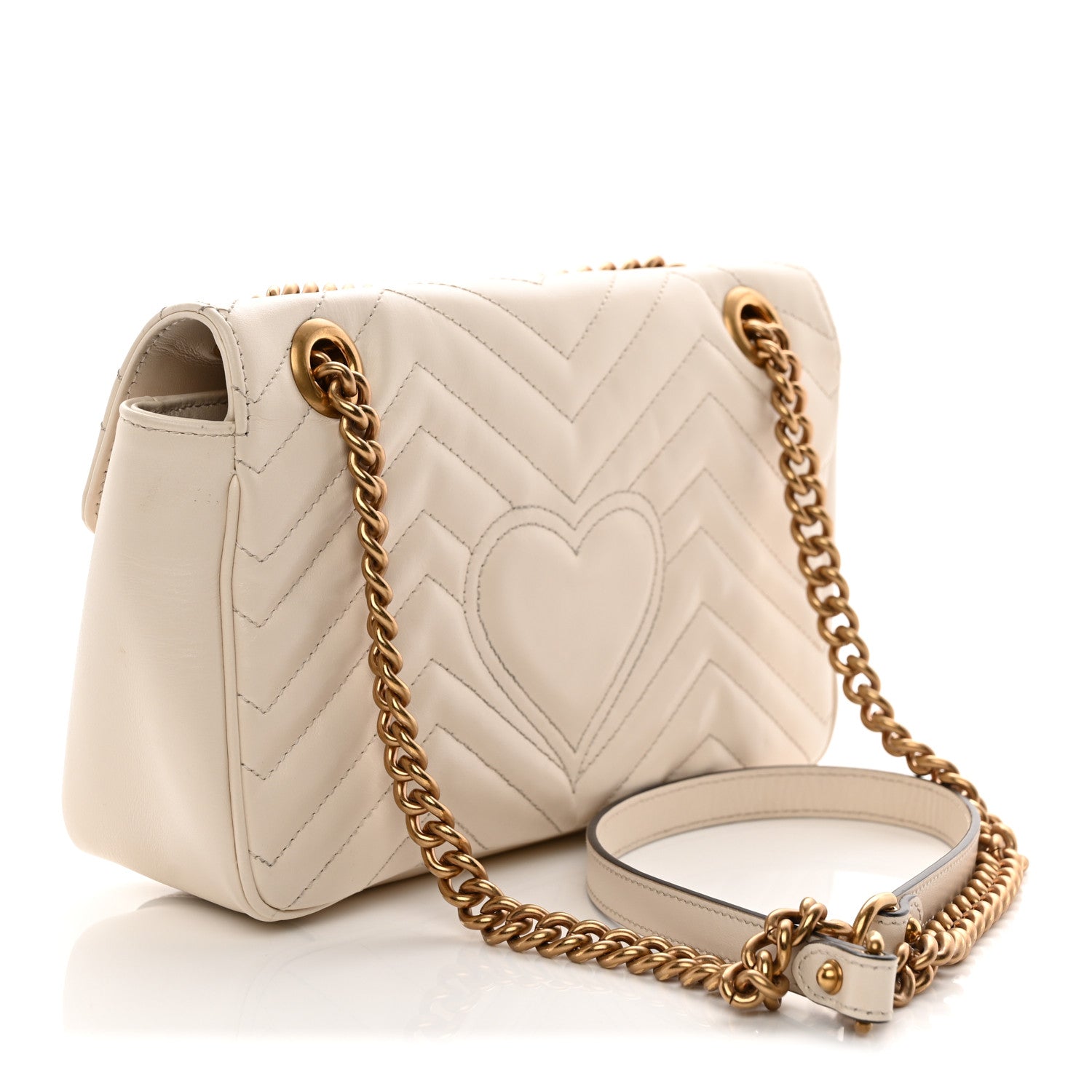Gucci Calfskin Matelasse Small GG Marmont Shoulder Bag White 3 of 12