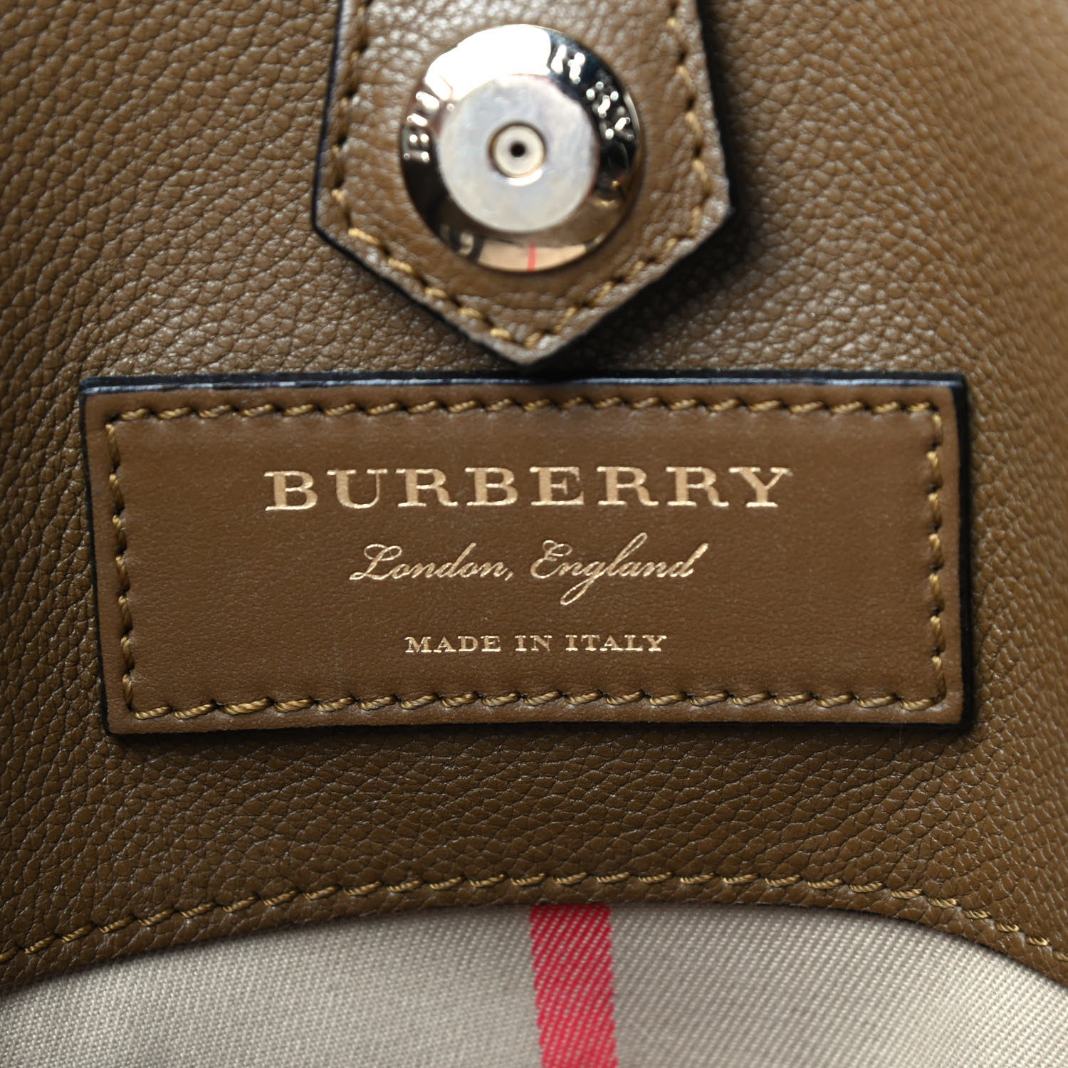 Burberry Mini Grain Calfskin Bi-Color Small Barnsburry Tote Clay Green Burnt Toffee 10 of 10
