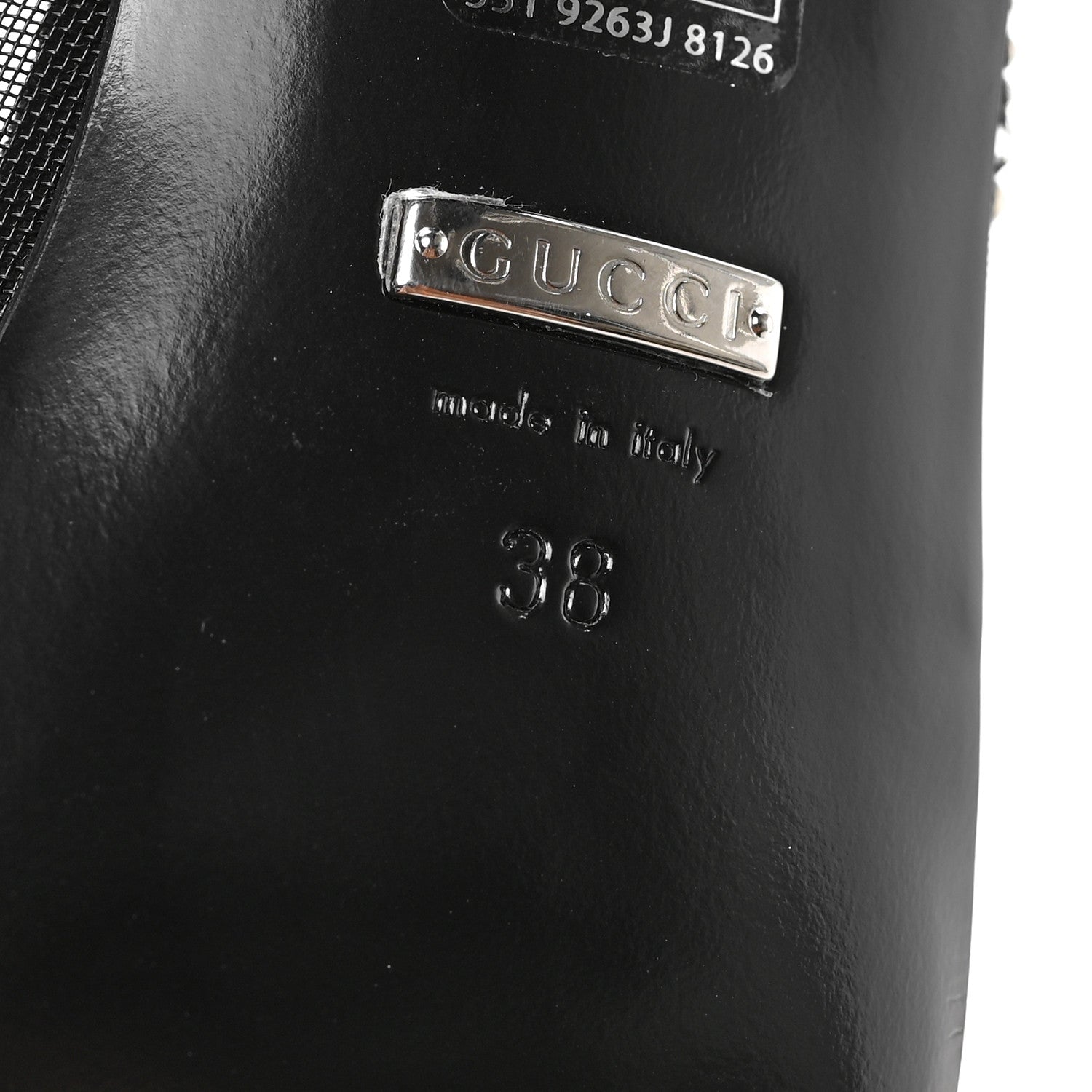 Gucci Tela Retino Kid Scamosciato Crystal GG Monogram Square G 95mm Slide Sandals 38 Black 6 of 8