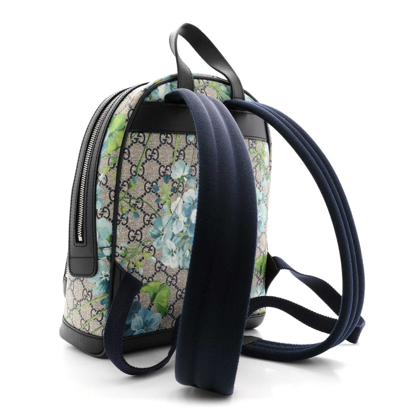 GG Supreme Monogram Blooms Small Day Backpack Blue