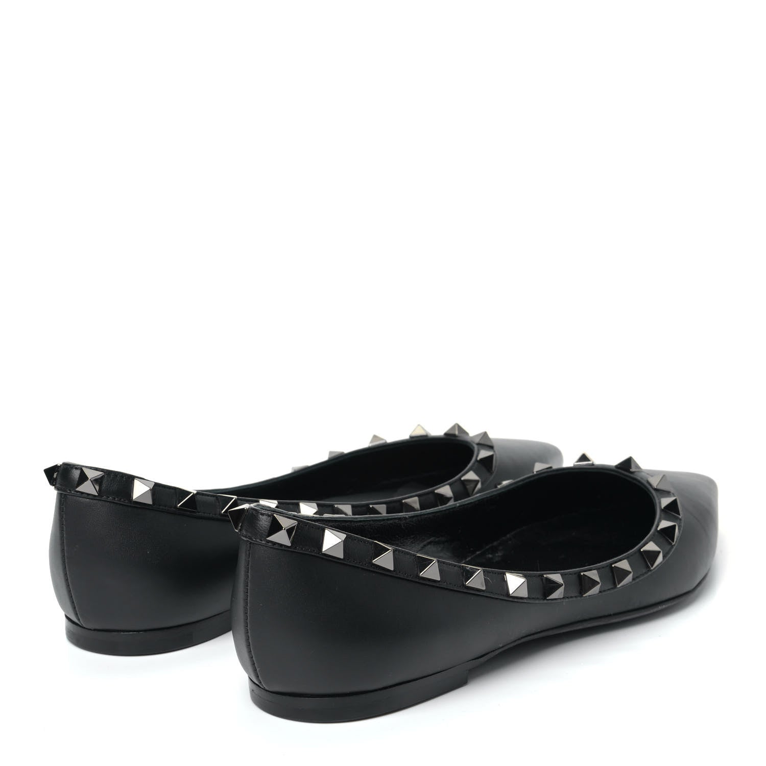 Valentino Garavani Calfskin Rockstud Ballerina Flats 36 Black 3 of 11