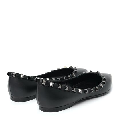 Valentino Garavani Calfskin Rockstud Ballerina Flats 36 Black 3 of 11