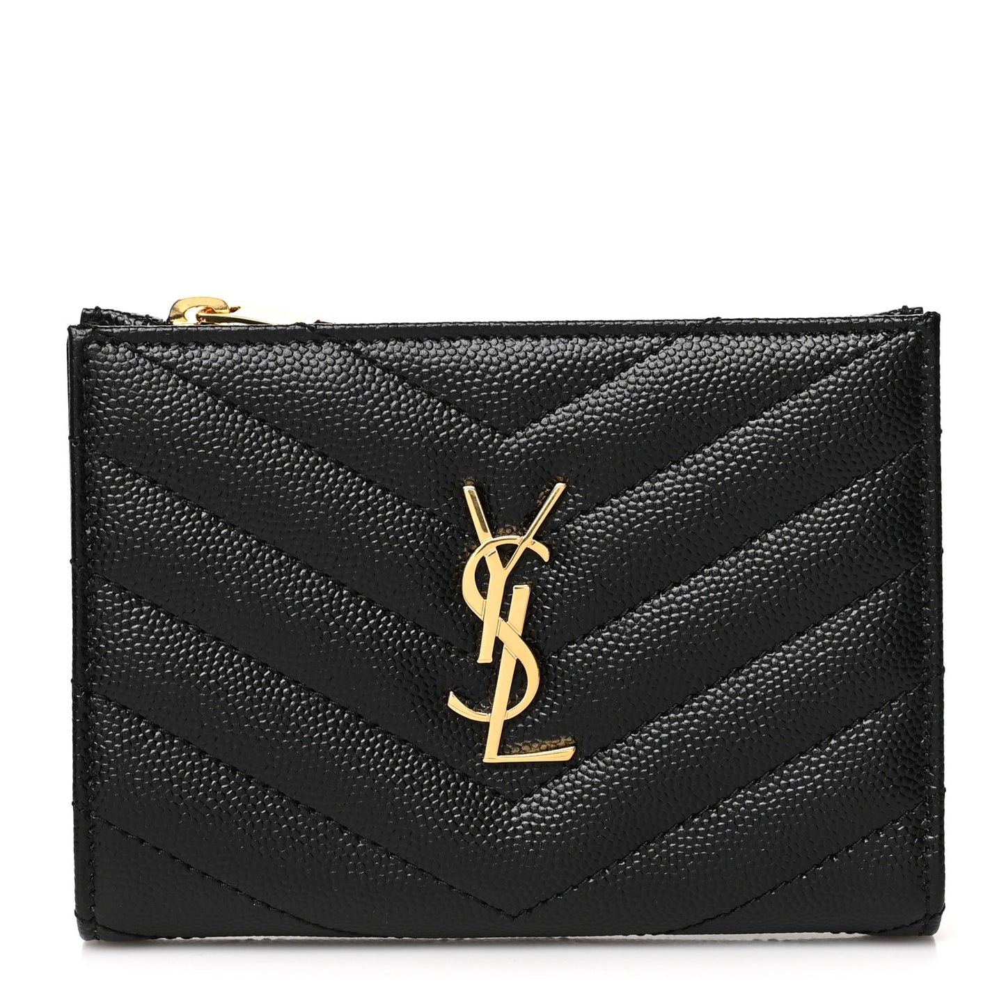 Grain De Poudre Matelasse Chevron Monogram Zipped Card Case Black