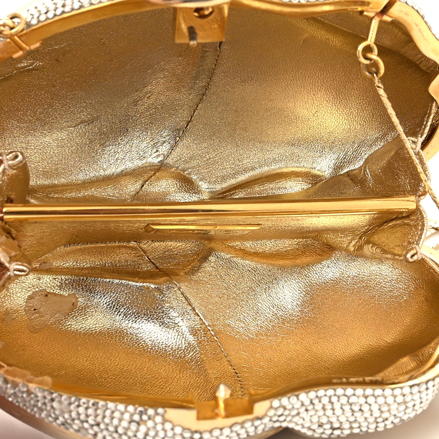 Crystal Rabbit Minaudiere Case Gold Gold