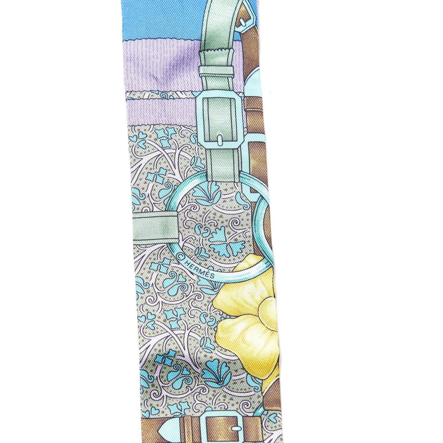 Silk Grand Manege Fleuri Twilly Cobalt Turquoise Jaune Vif