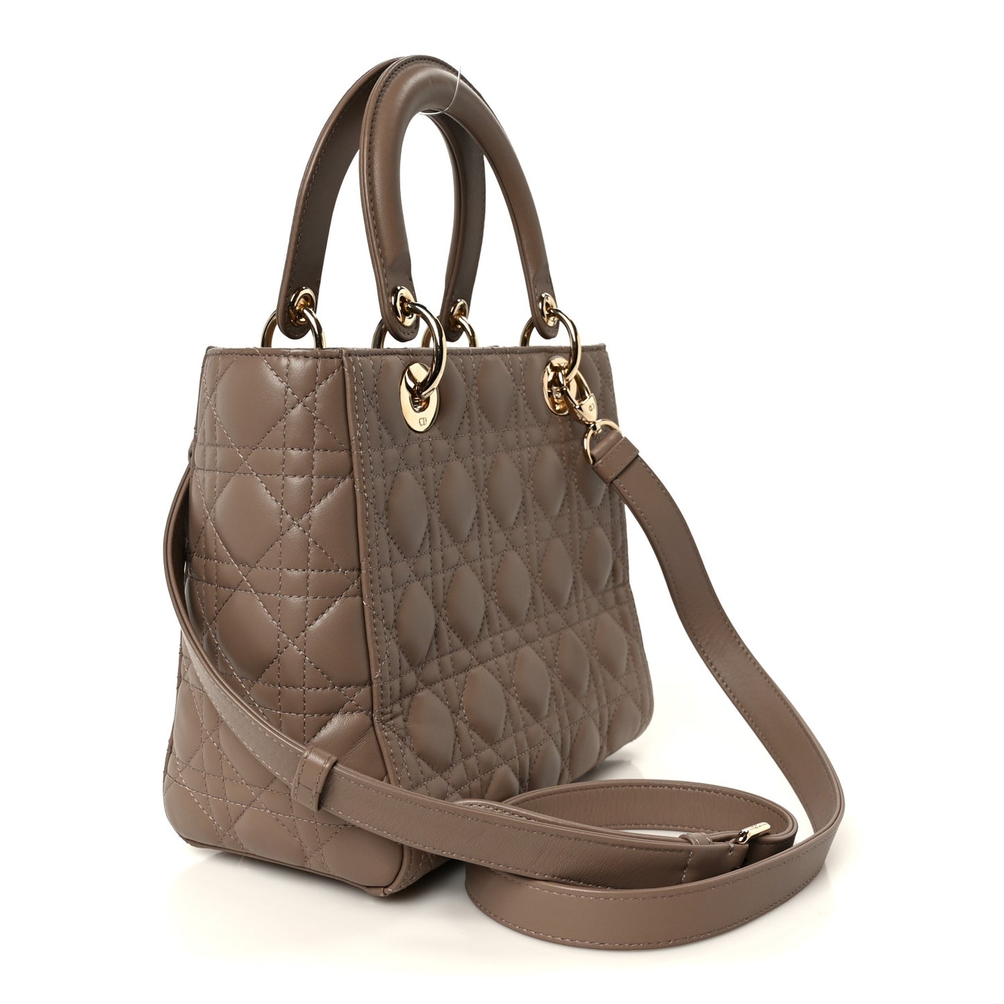 Lambskin Cannage Medium Lady Dior Warm Taupe