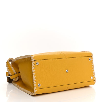 Fendi Cuoio Romano Selleria Raffia Bi-Color Woven Medium Peekaboo X-Lite Sunflower Paglia 7 of 25