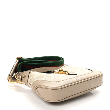 Gucci GG Supreme Monogram Textured Dollar Calfskin Mini Jackie 1961 Hobo Beige Mystic White Oatmeal 4 of 10