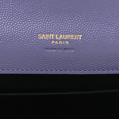 Saint Laurent Grain De Poudre Textured Mixed Matelasse Triquilt Monogram Clutch Dark Wisteria 6 of 7