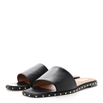 Valentino Garavani Nappa Soul Rockstud Flat Slide Sandals 40 Black 3 of 12