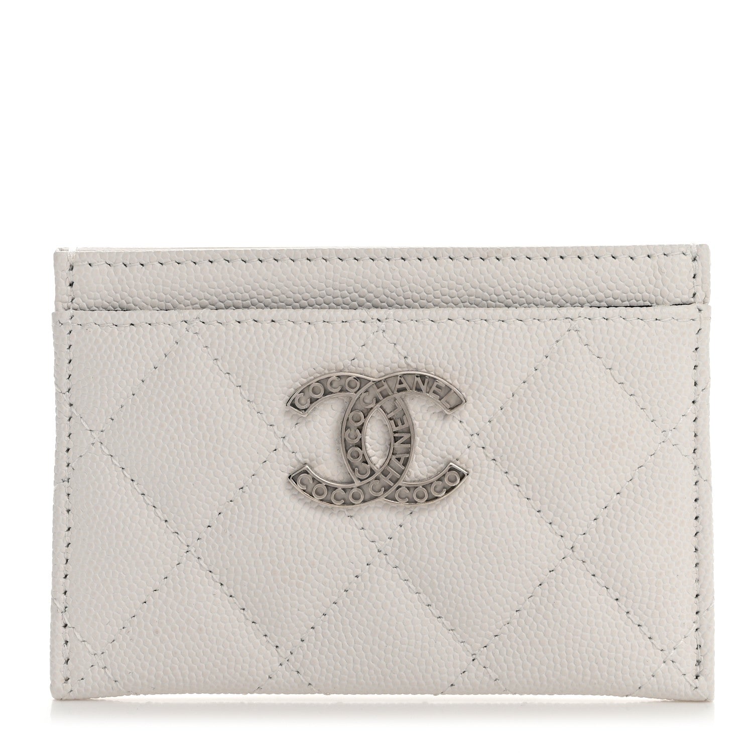Chanel Caviar Quilted CC Logo Card Holder White 1 of 9