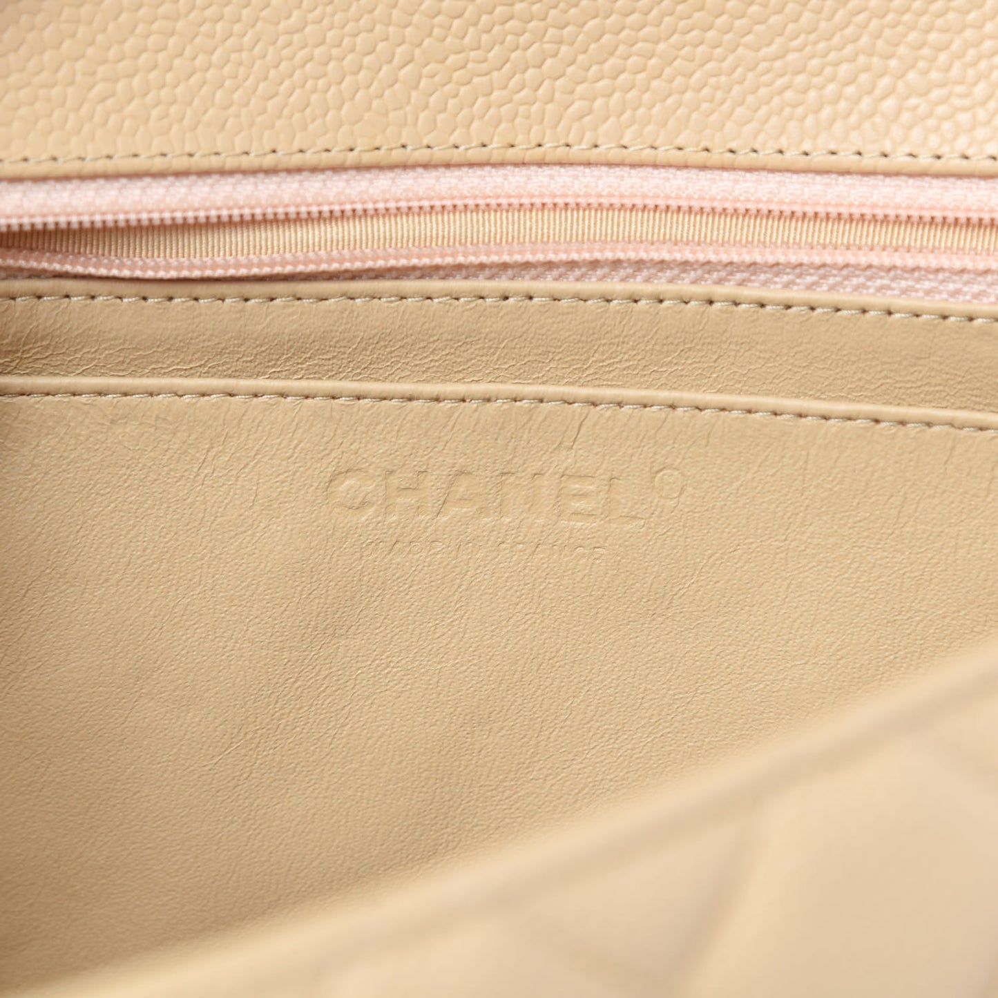 Caviar Quilted Jumbo Single Flap Beige Clair