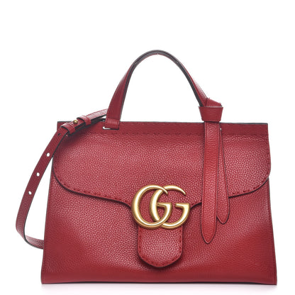 Gucci Calfskin Small GG Marmont Top Handle Bag Vulcanic Red 1 of 9