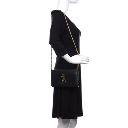 Saint Laurent Grain De Poudre Star Studded Monogram Wallet on Chain Black 2 of 12
