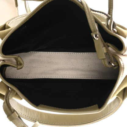 Balenciaga Cotton Canvas Calfskin Navy Cabas XS Natural Green 6 of 11