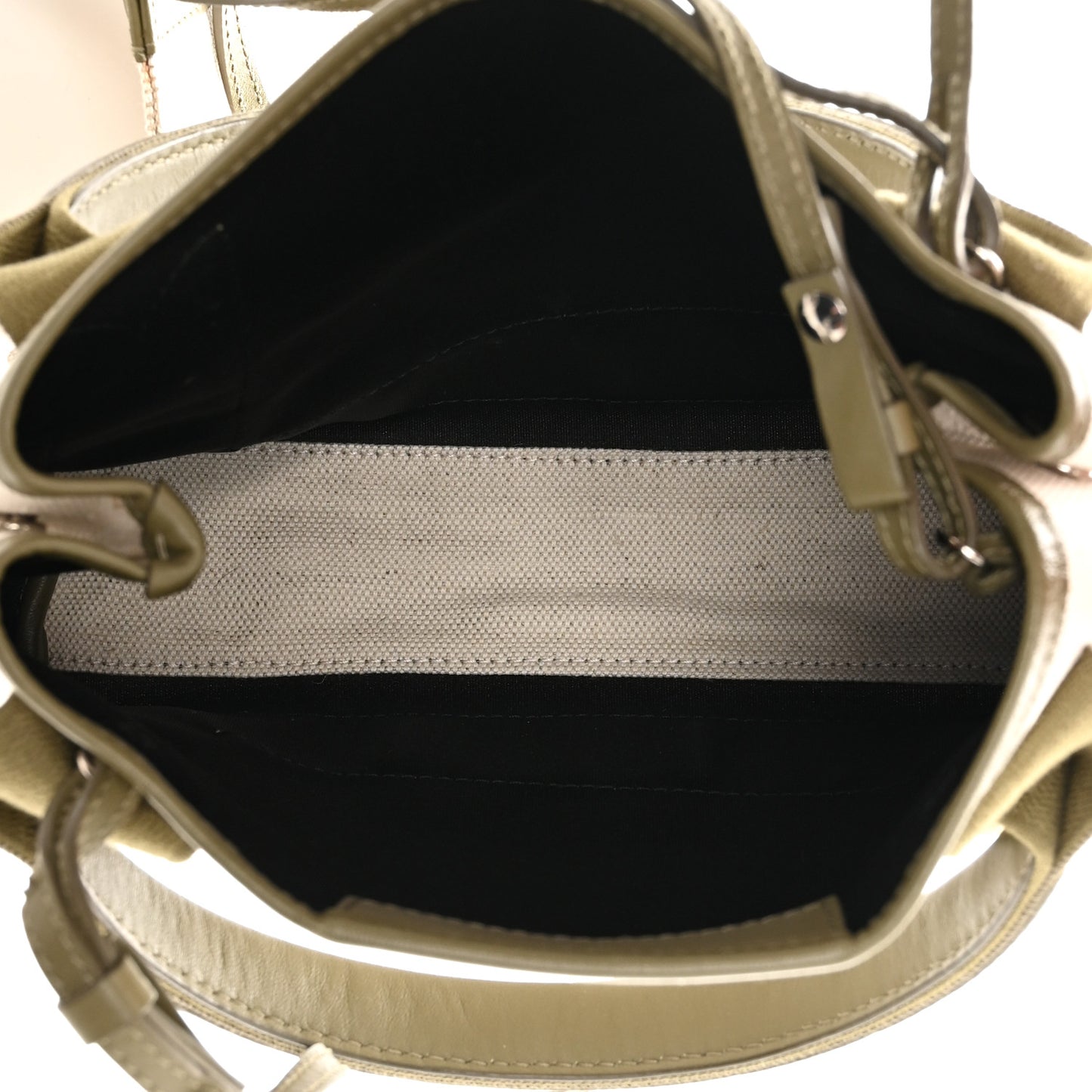 Cotton Canvas Calfskin Navy Cabas XS Natural Green