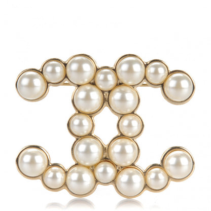 Chanel Pearl CC Brooch Gold Pearly White 1 of 4