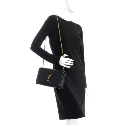 Saint Laurent Smooth Calfskin Medium Braided Monogram Kate Satchel Black 2 of 8