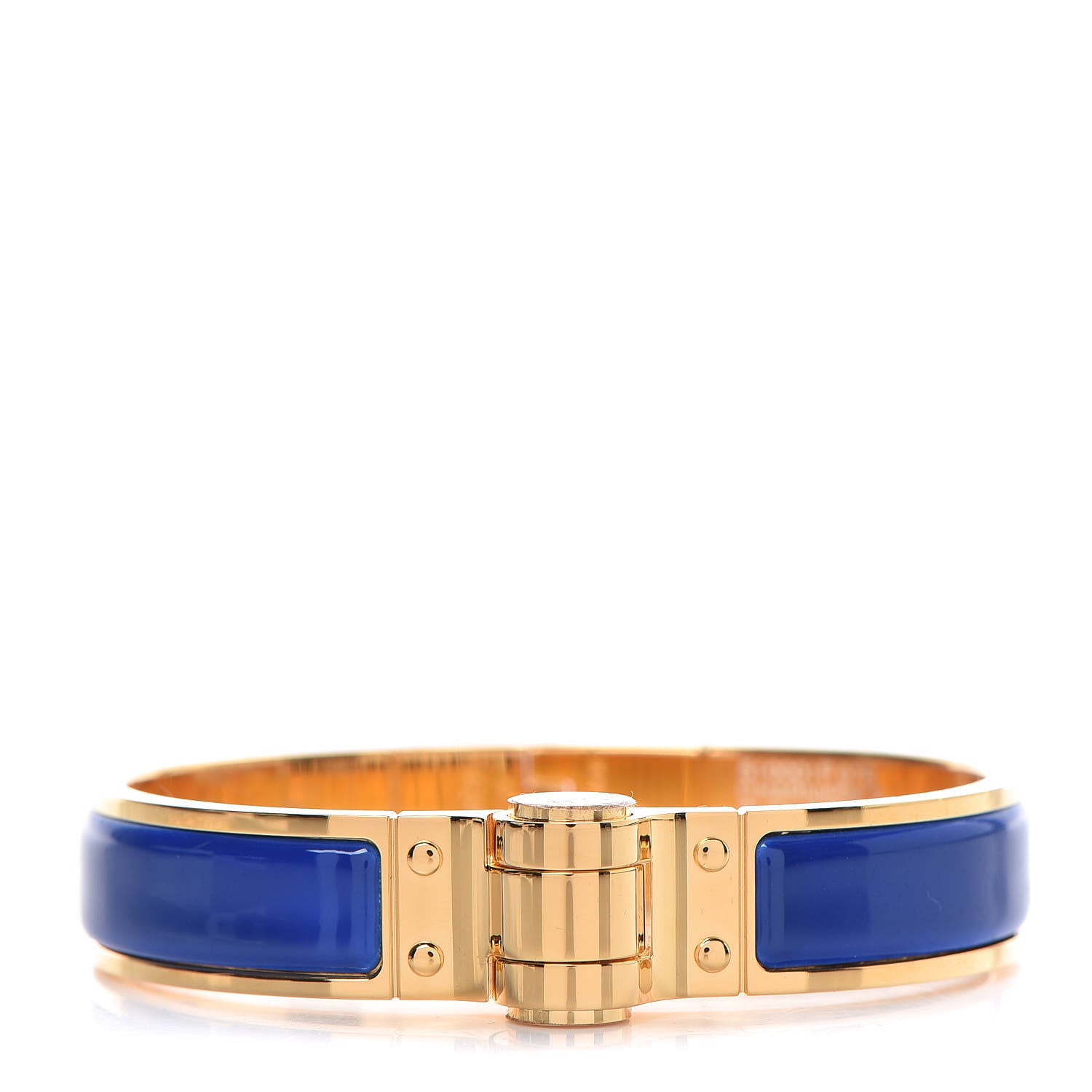 Hermes Enamel Charniere Uni Narrow Hinged Bracelet S Bleu Royal 1 of 6