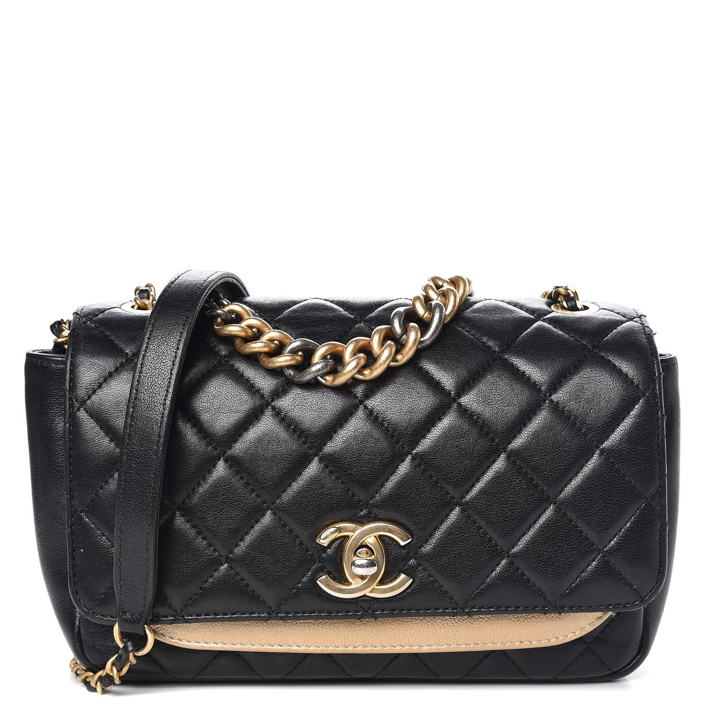 Lambskin Calfskin Quilted Private Affair Flap Black Gold