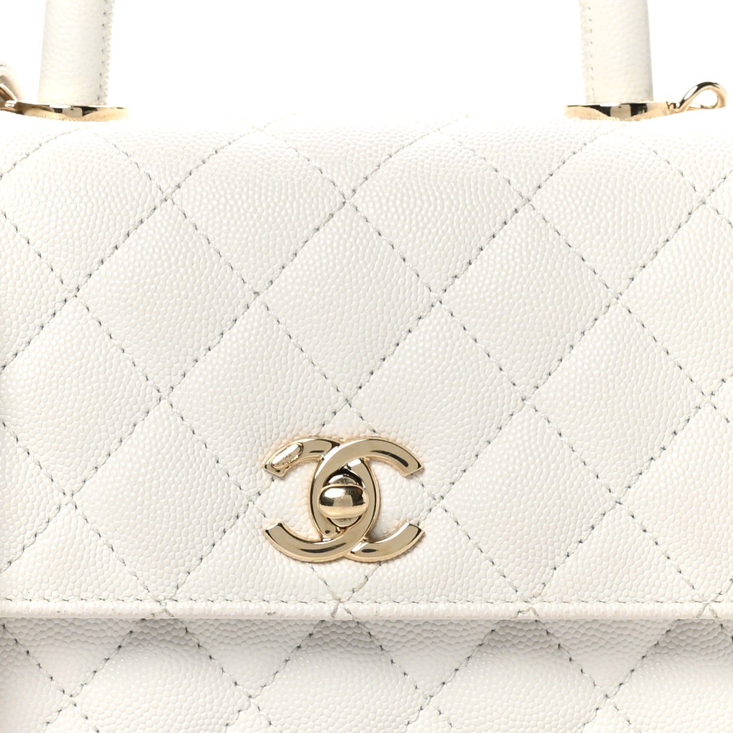 Chanel Caviar Quilted Mini Coco Handle Flap White 8 of 10