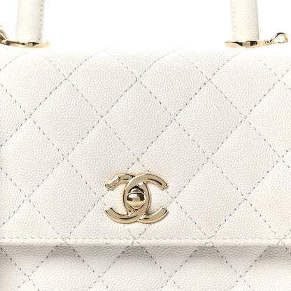 Chanel Caviar Quilted Mini Coco Handle Flap White 8 of 10