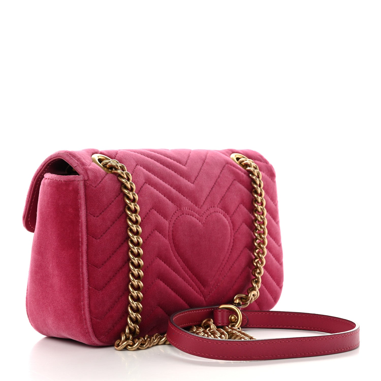 Gucci Velvet Matelasse Small GG Marmont Shoulder Bag Light Raspberry Rose 3 of 11