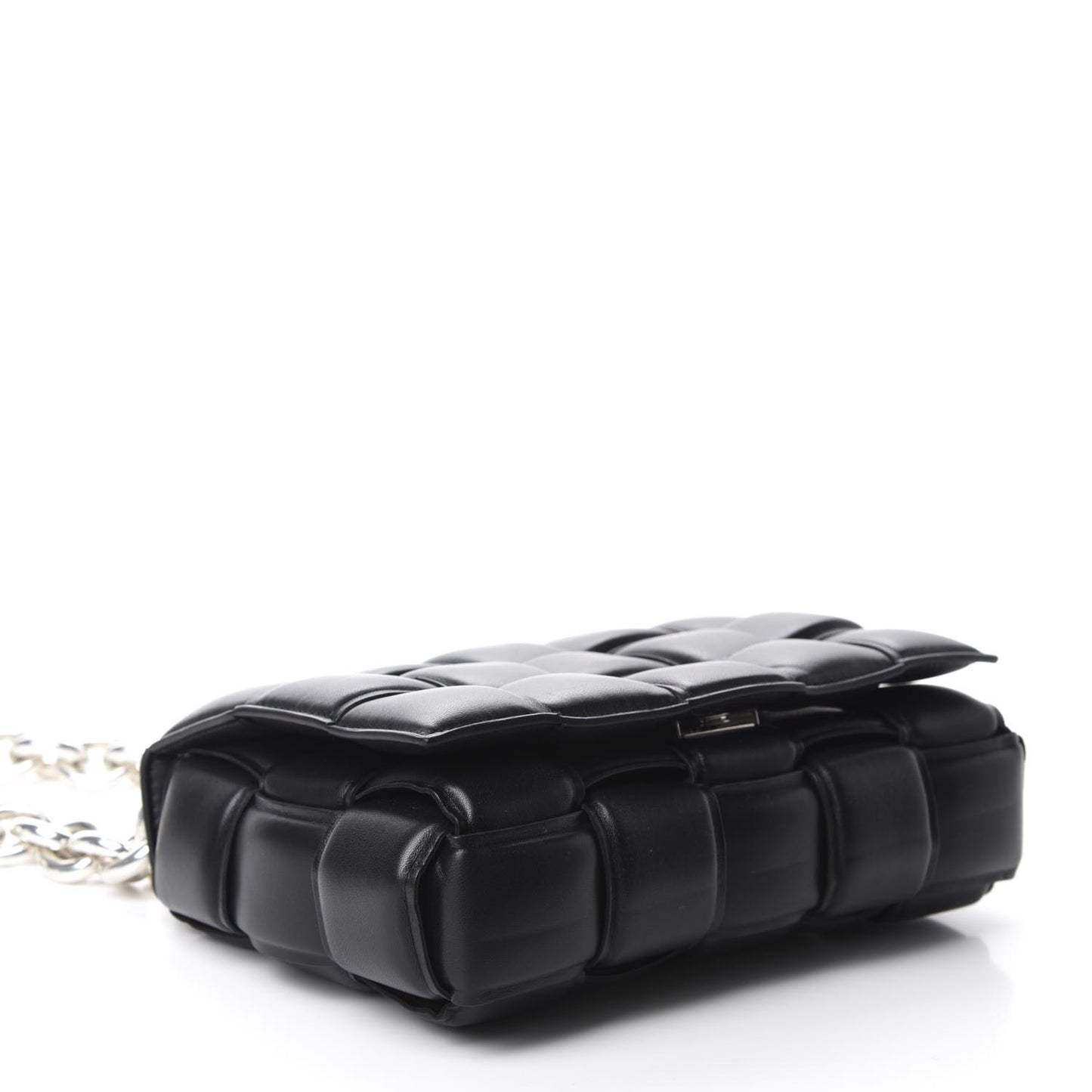 Lambskin Maxi Intreccio Padded Chain Cassette Crossbody Bag Black