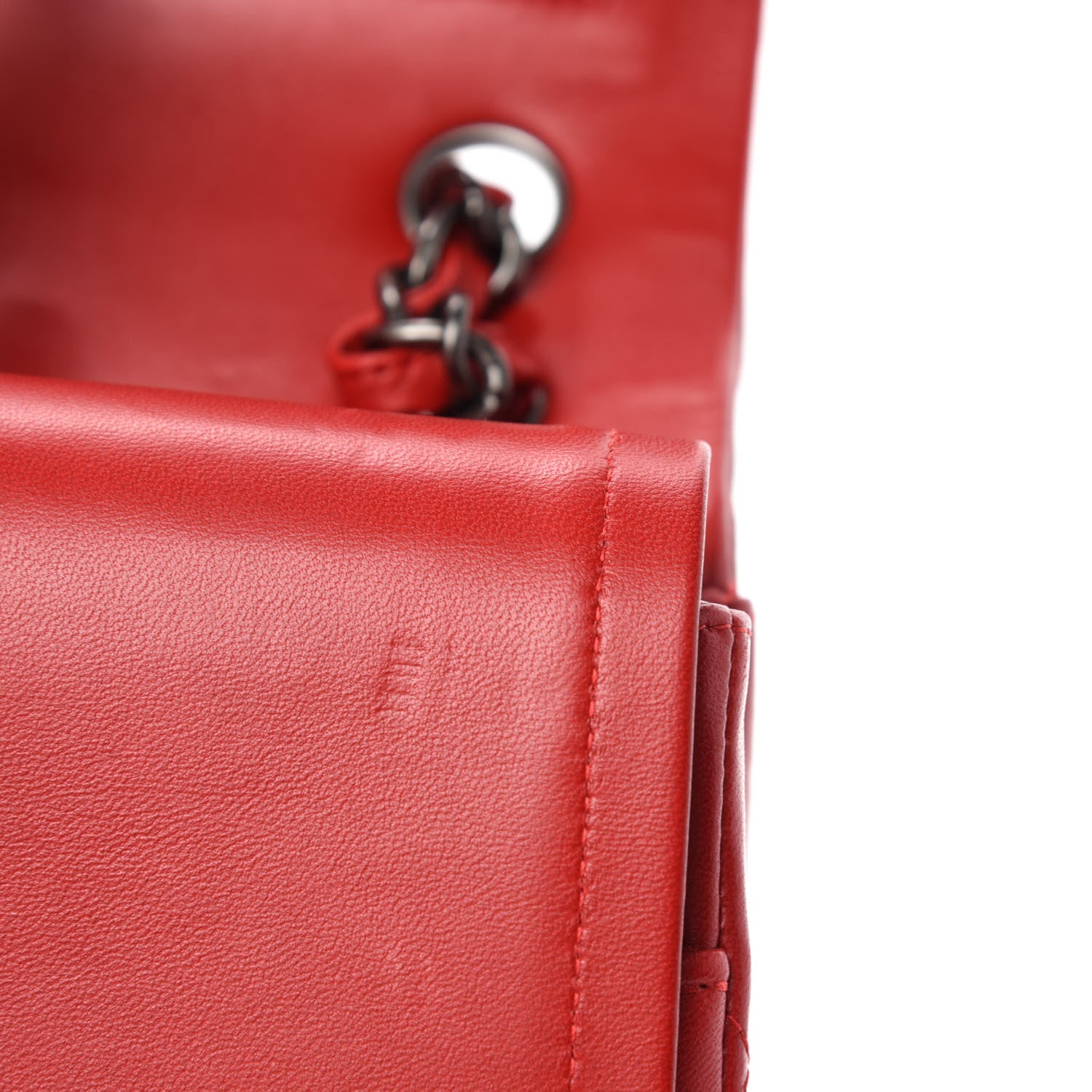 Chanel Lambskin Quilted Jumbo Double Flap Red 9 of 13