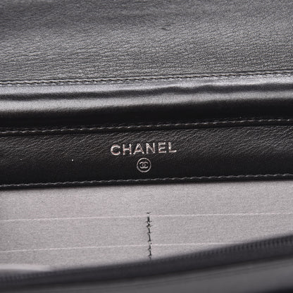 Chanel Lambskin Studded CC Wallet On Chain WOC Black 6 of 12