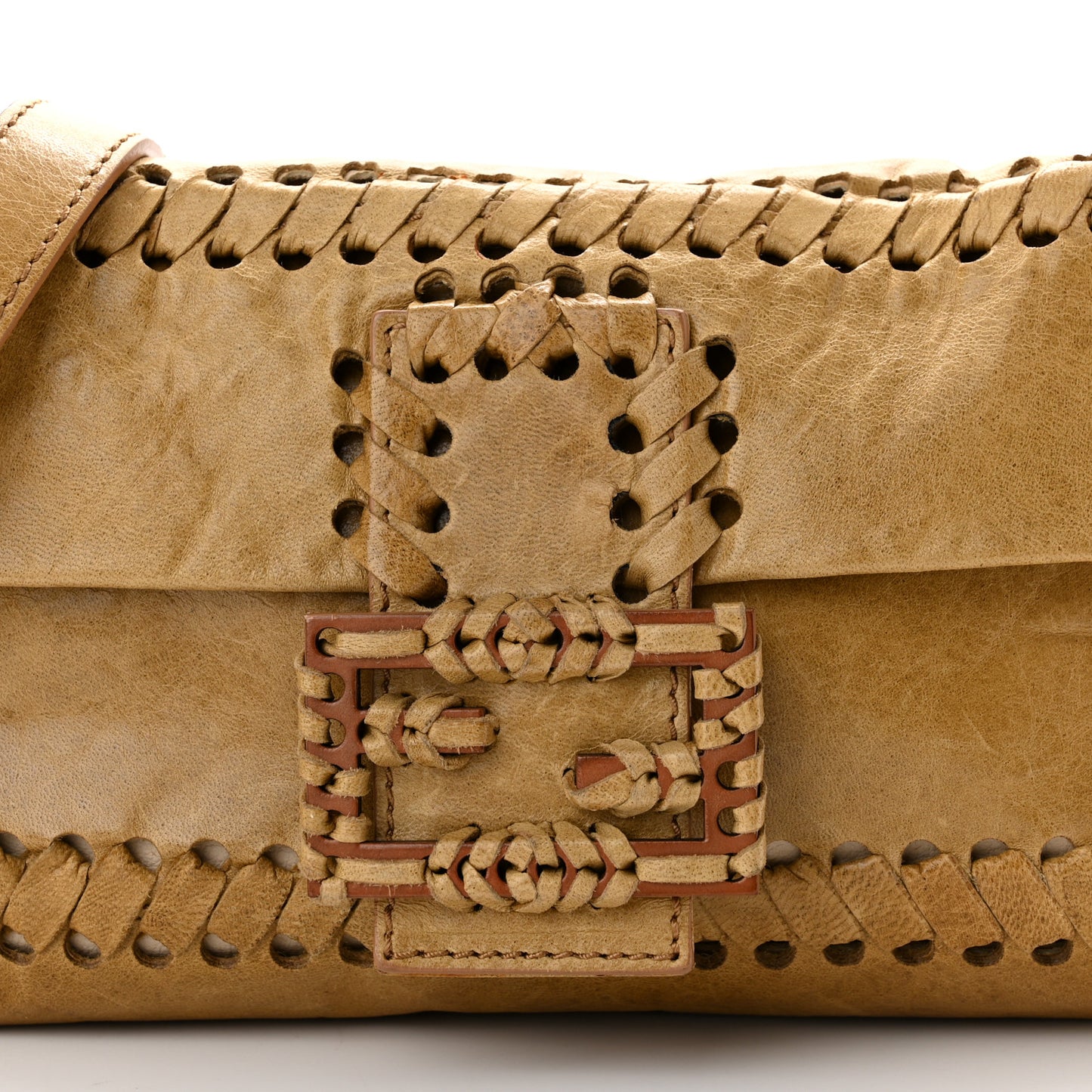 Goatskin Whipstitch Medium Convertible Baguette Senape