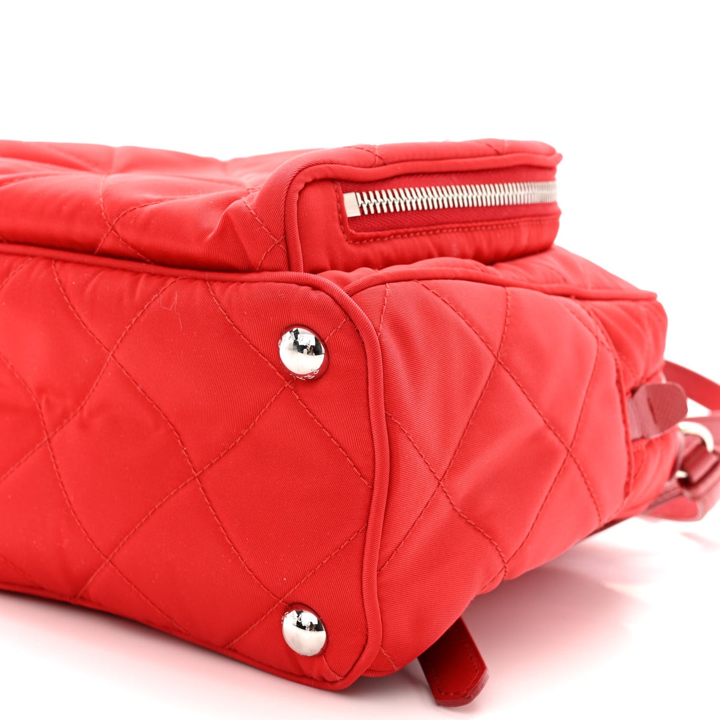 Nylon Tessuto Impuntu Quilted Backpack Rosso