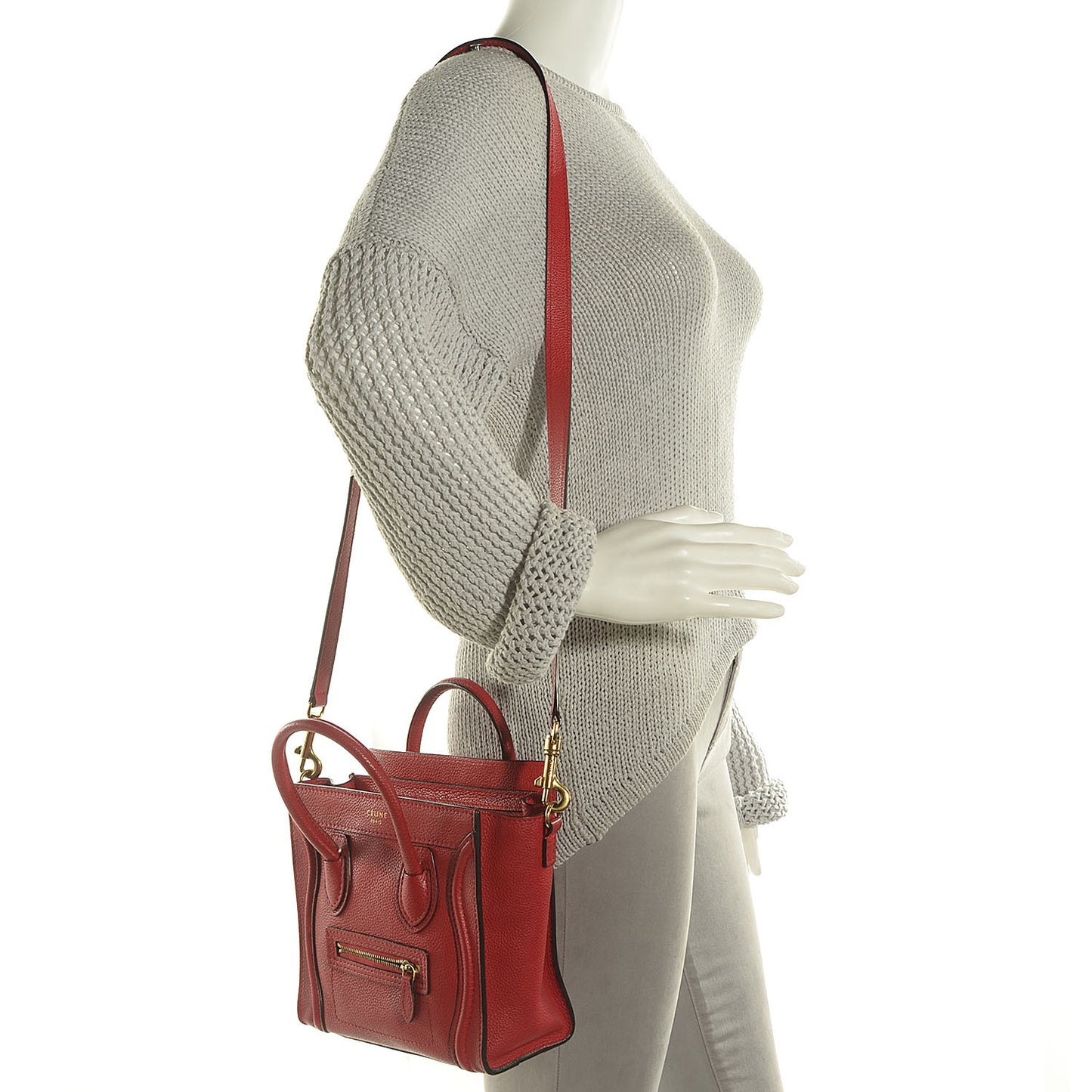 Drummed Calfskin Nano Luggage Coquelicot