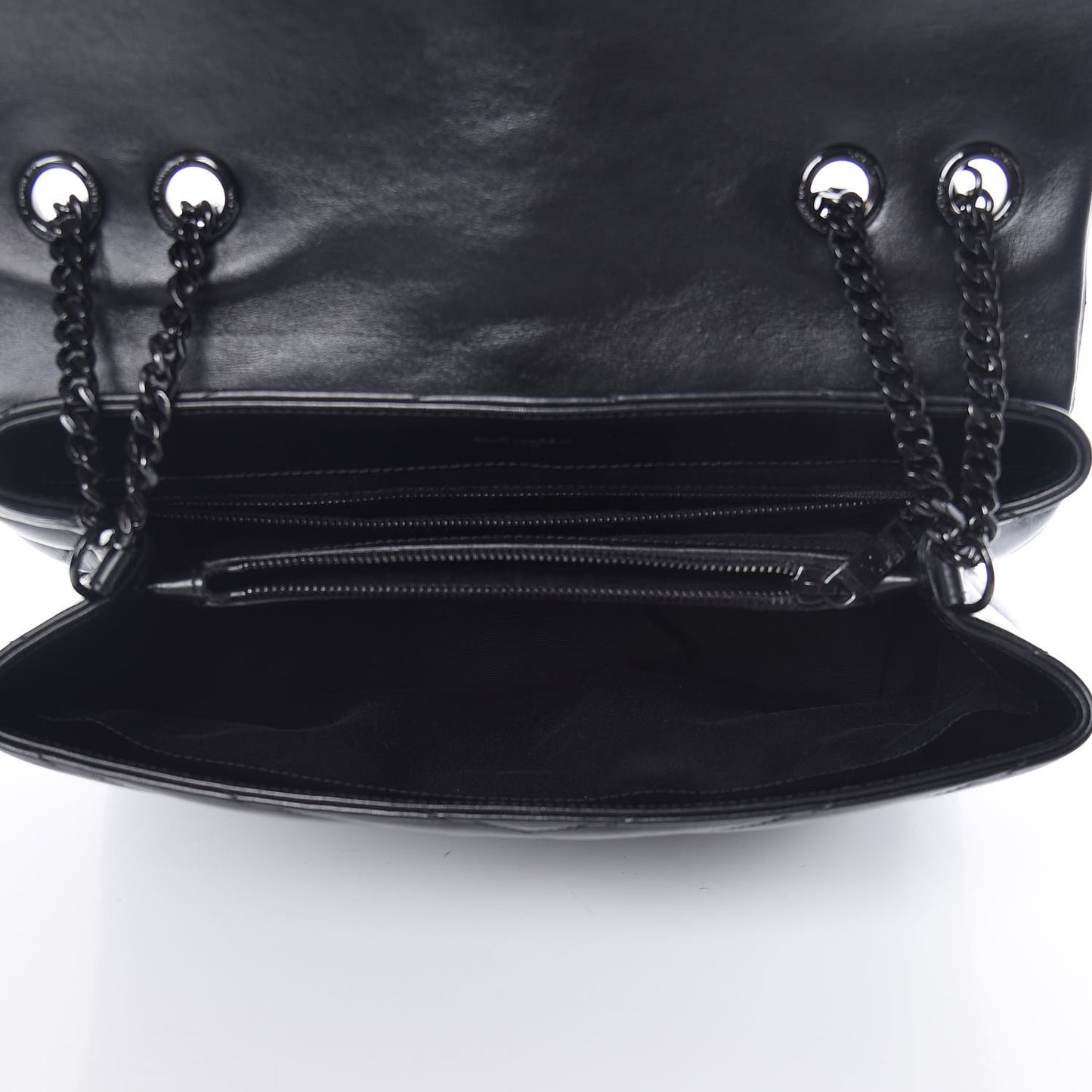 Calfskin Y Quilted Monogram Medium Loulou Chain Satchel Black