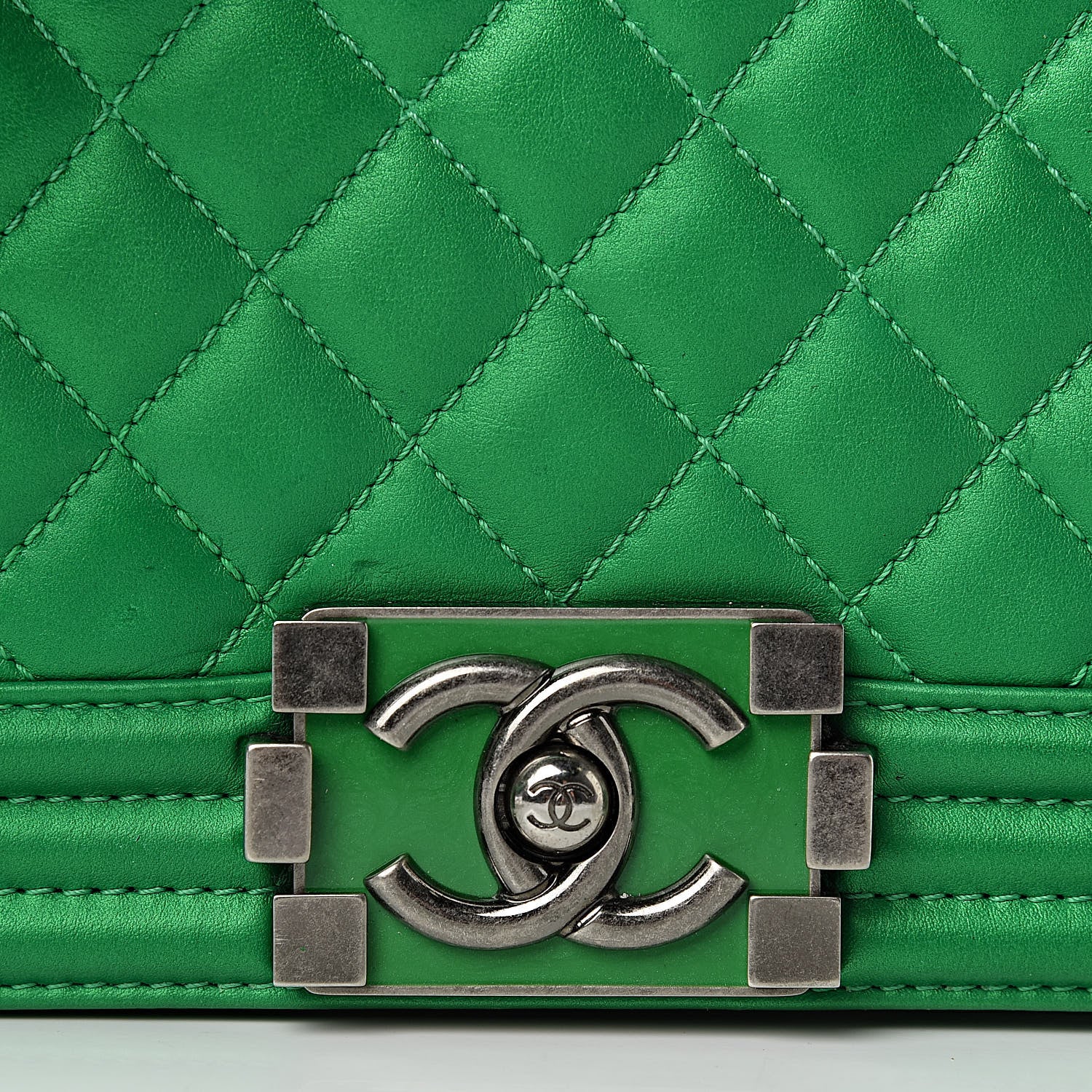 Chanel Metallic Calfskin Quilted Medium Boy Flap Green 8 of 10