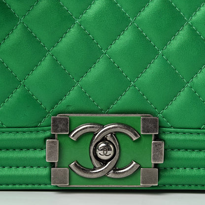 Chanel Metallic Calfskin Quilted Medium Boy Flap Green 8 of 10